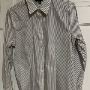 Ellen Tracy Woman’s Pinstripe Dress Shirt - size Medium-Black and White
